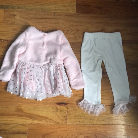 Little Lass UNICORN peplum hearts ur Shirt pants Pink  Girls 2pc Pant Set 24M - Picture 12 of 13